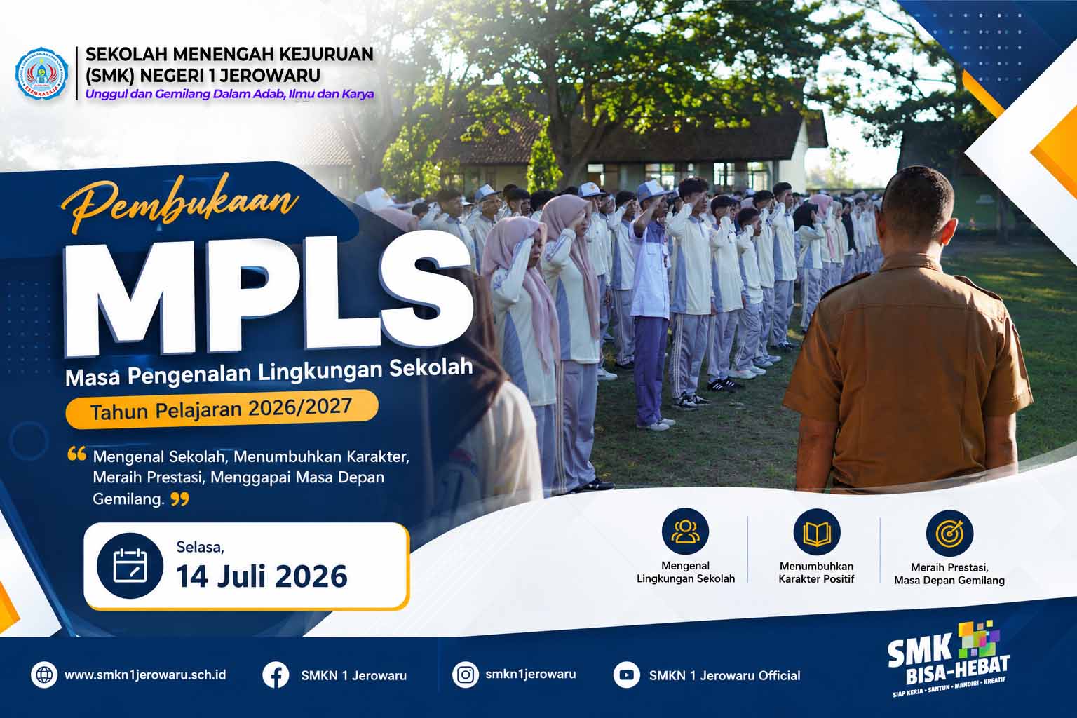 Apel Pembukaan MPLS Tahun Pelajaran 2026/2027 Resmi Dibuka, SMK Negeri 1 Jerowaru Sambut Peserta Didik Baru dengan Semangat Berkarakter