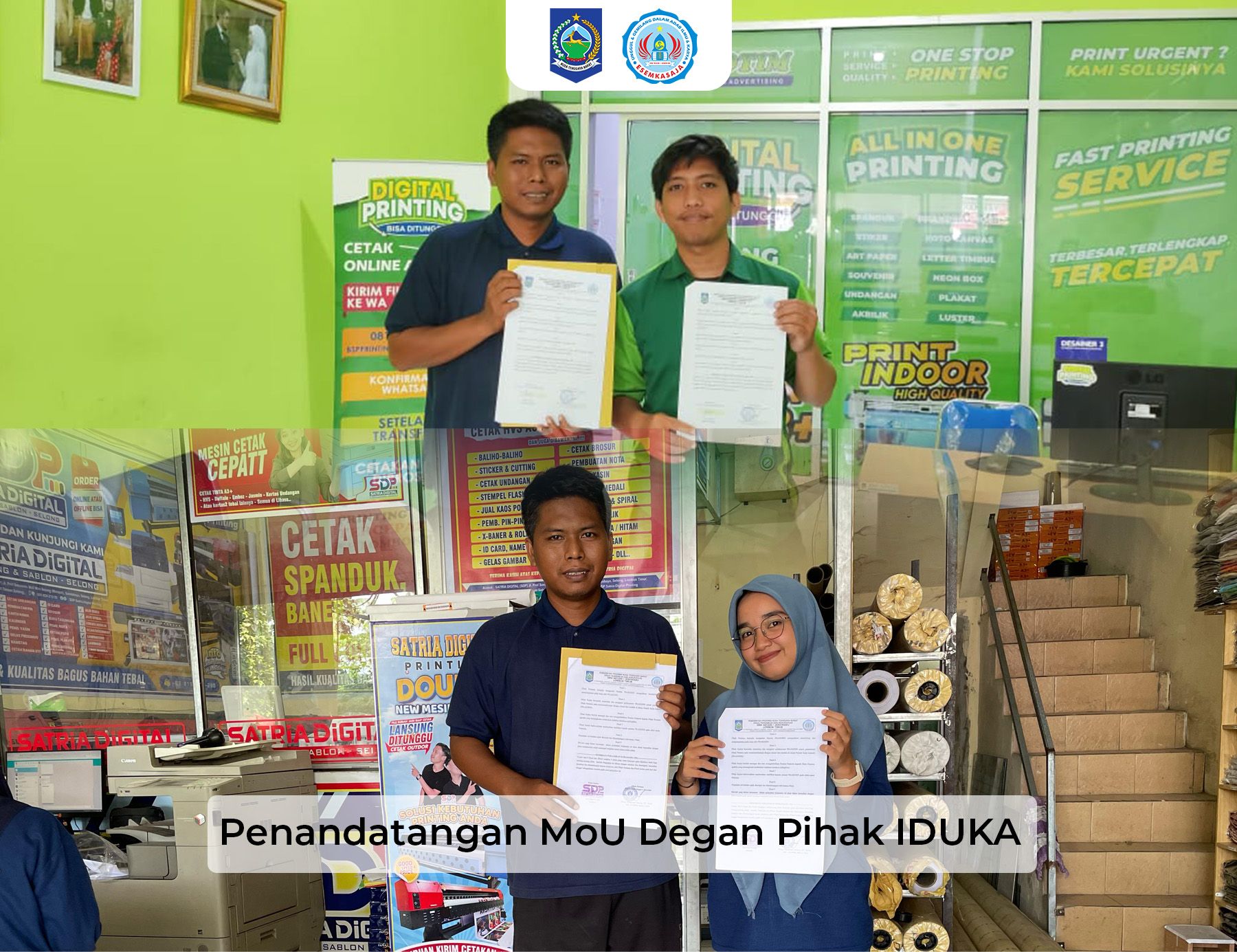 SMKN 1 Jerowaru Menandatangani MoU dengan CV. Bali Stars Promosindo Cabang Lotim dan Satria Digital Printing Lombok Timur