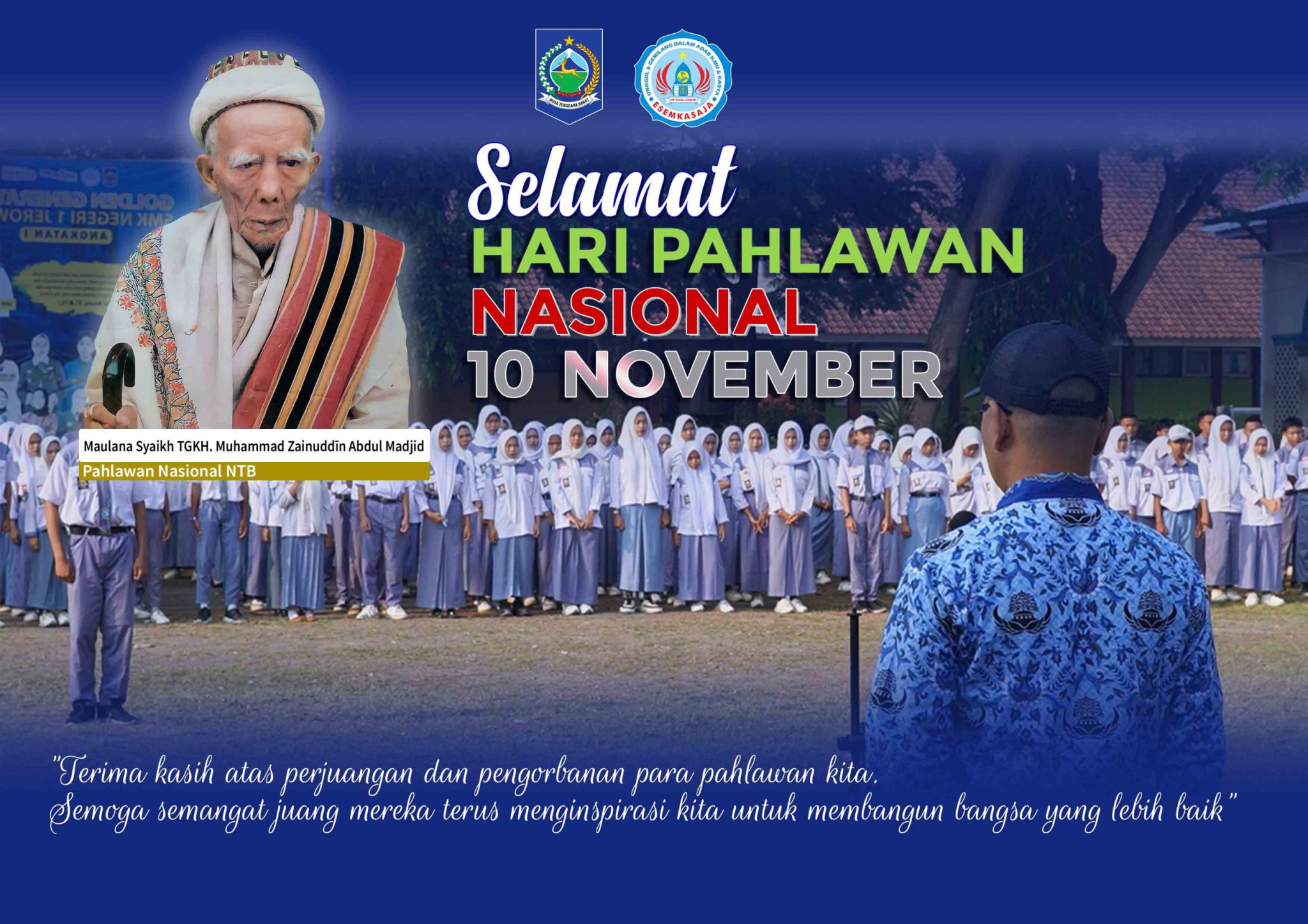 Memperingati Hari Pahlawan Nasional, SMKN 1 Jerowaru Gelar Upacara Apel Bendera Meski Hari Minggu