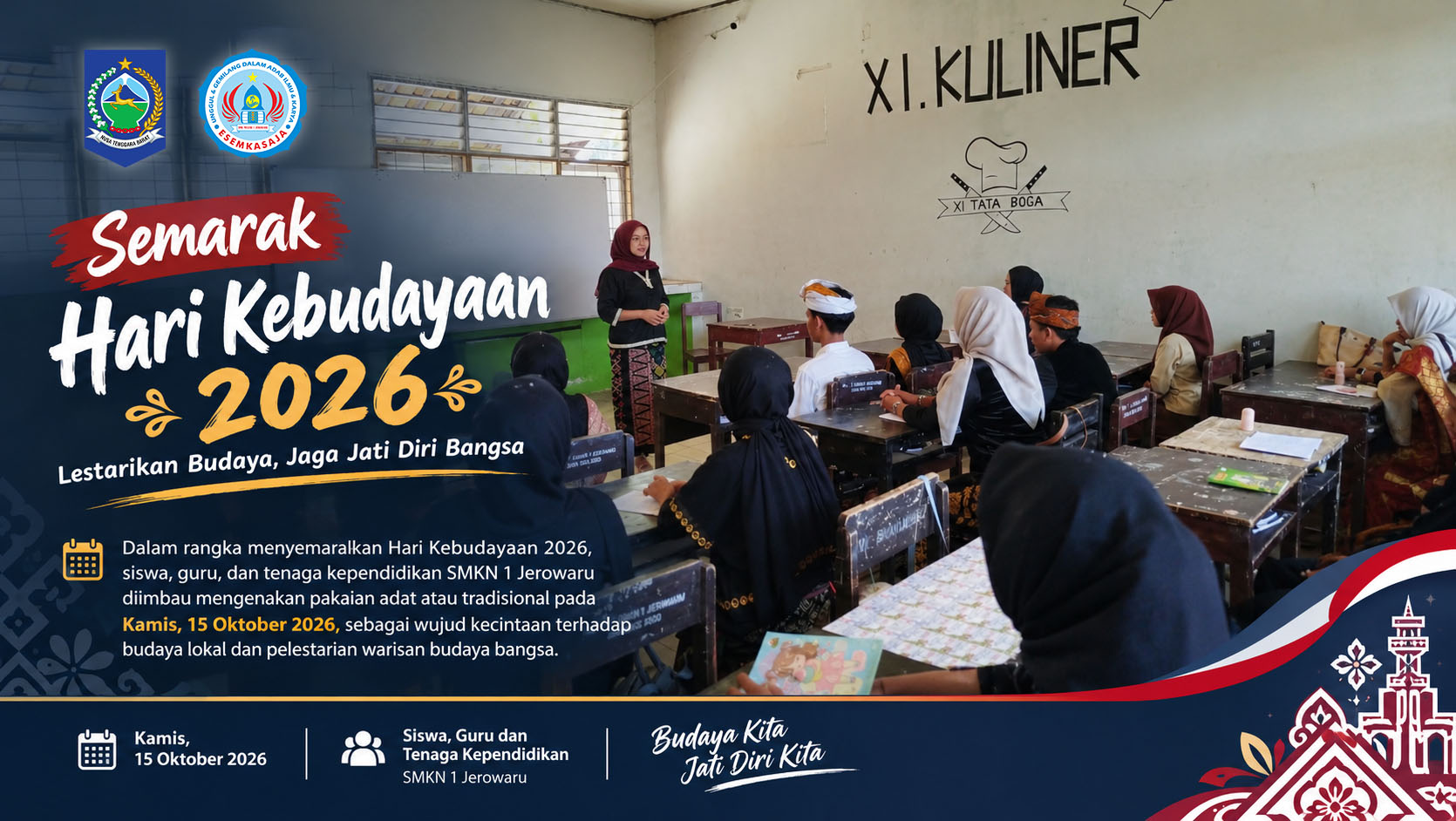 SMKN 1 Jerowaru Semarakkan Hari Kebudayaan 2026 dengan Mengenakan Pakaian Adat dan Tradisional