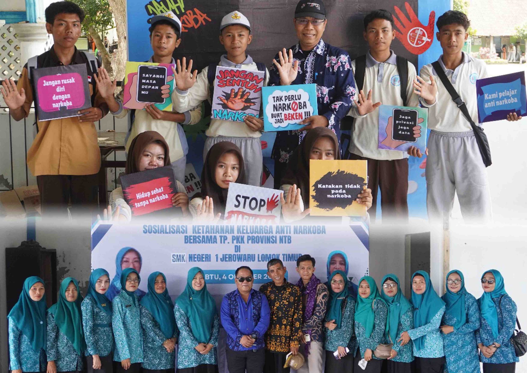 TP PKK Provinsi NTB,Gandeng SMKN 1 Jerowaru Sosialisasi Bahaya Narkoba Bersama BNN NTB