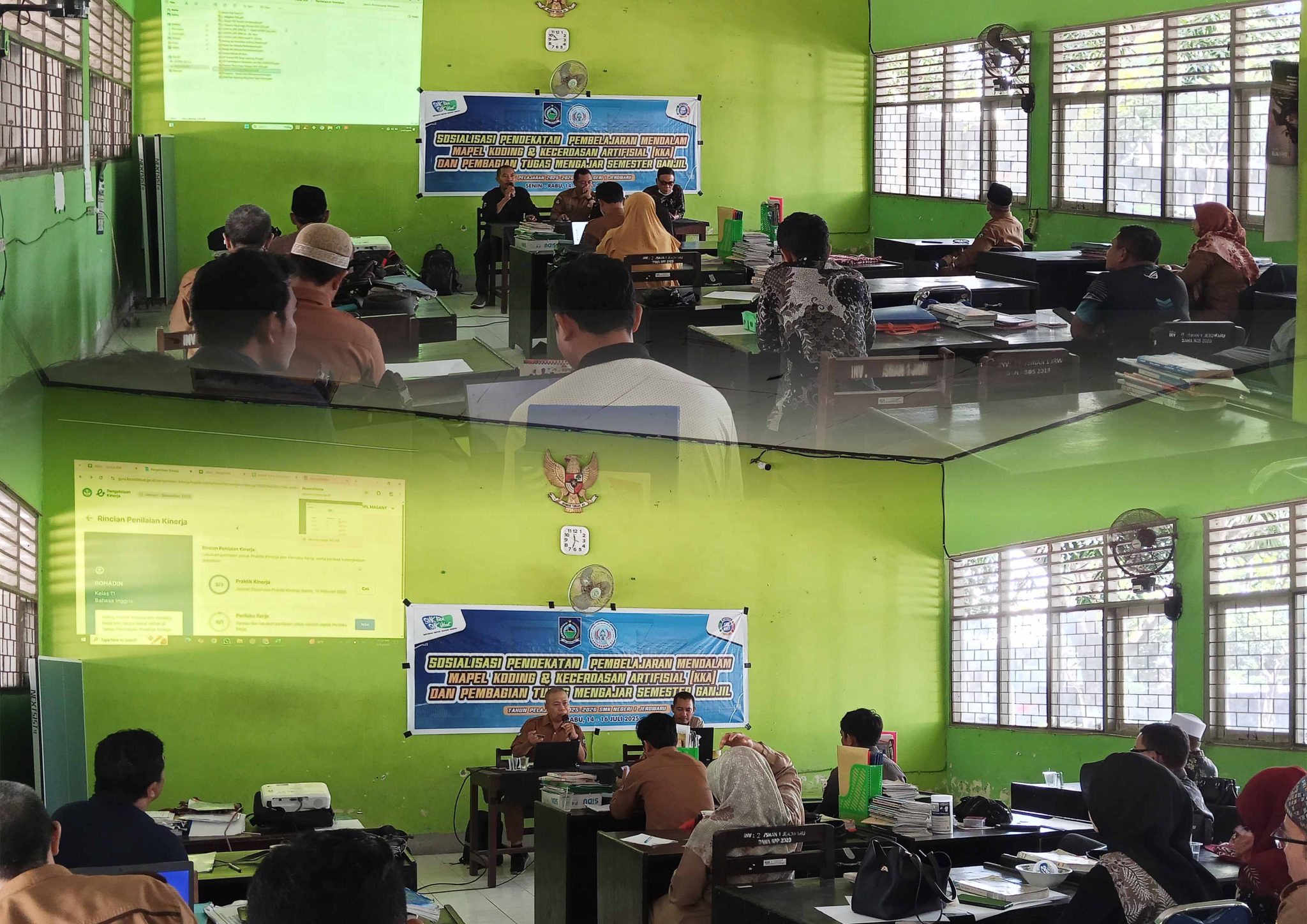 Workshop KKA dan Rapat Pembagian Tugas Semester Ganjil Digelar di Ruang Guru SMKN 1 Jerowaru